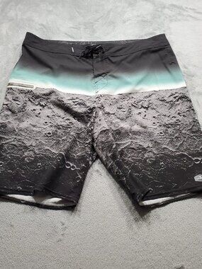 O'Neill Hyperfreak Board Shorts Swimming Trunks Green Gray Black Men Sz 38